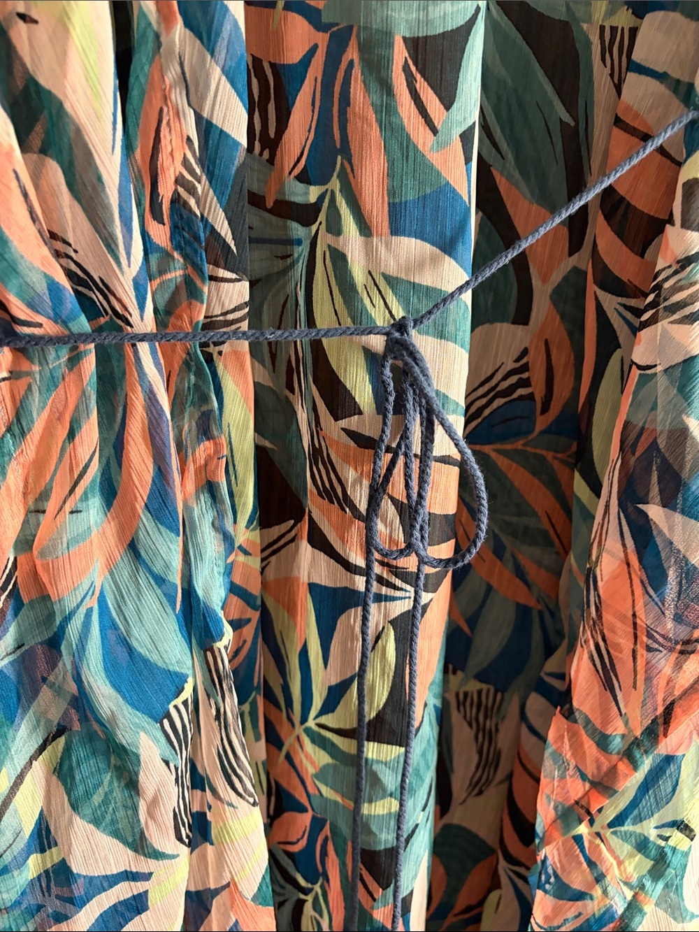 Cover-up Tropical Leaf Print Sheer Kimono - Multi Color - Picture 1 of 4